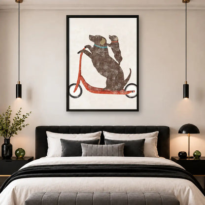 Two Dogs Riding Red Scooter Wall Art 4