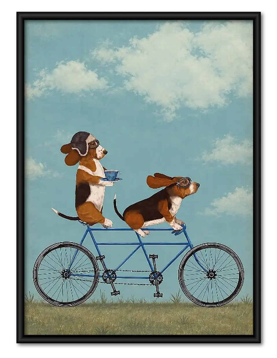 Two Dogs Riding Tandem Bicycle Wall Art 1