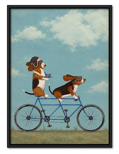 Two Dogs Riding Tandem Bicycle Wall Art 1