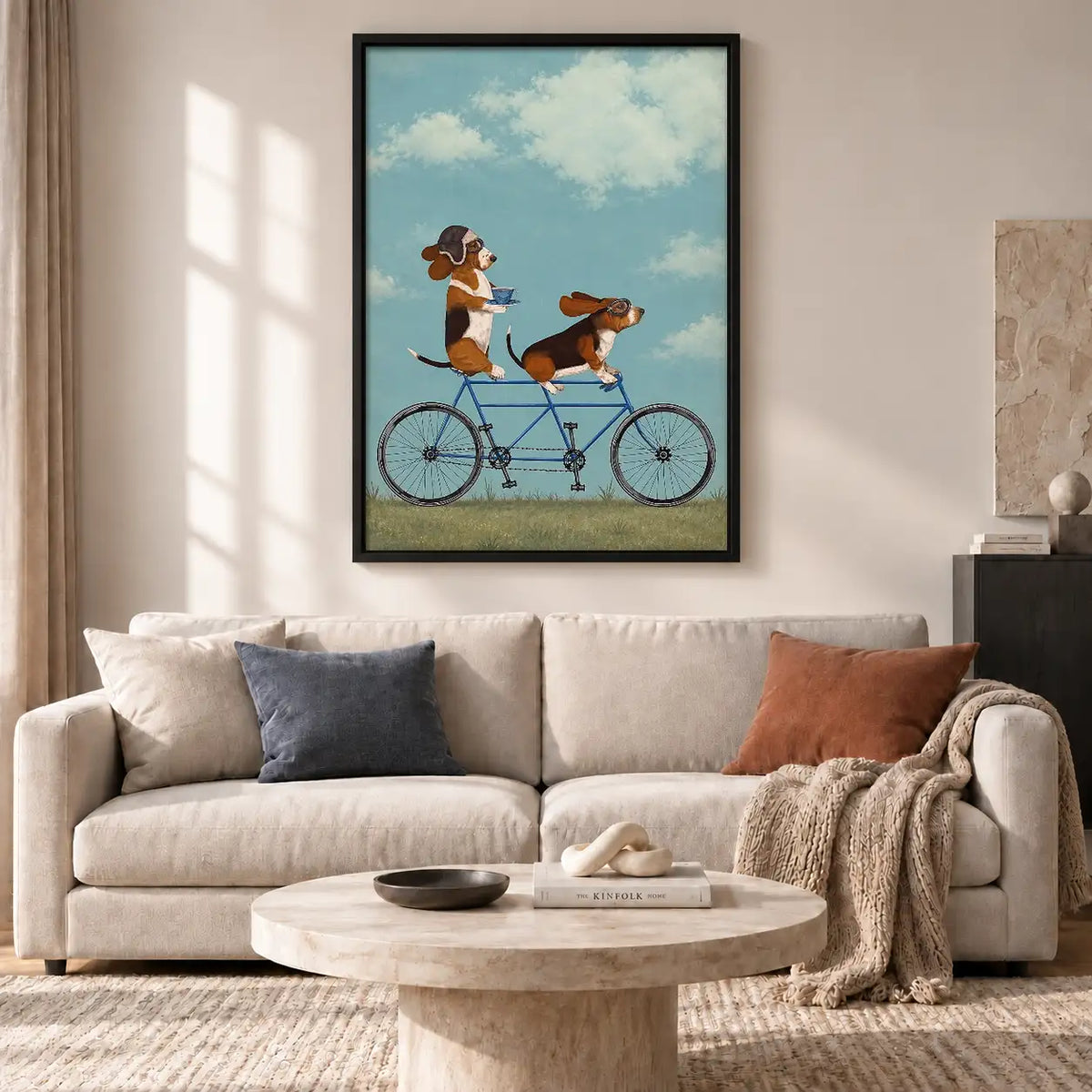 Two Dogs Riding Tandem Bicycle Wall Art 2