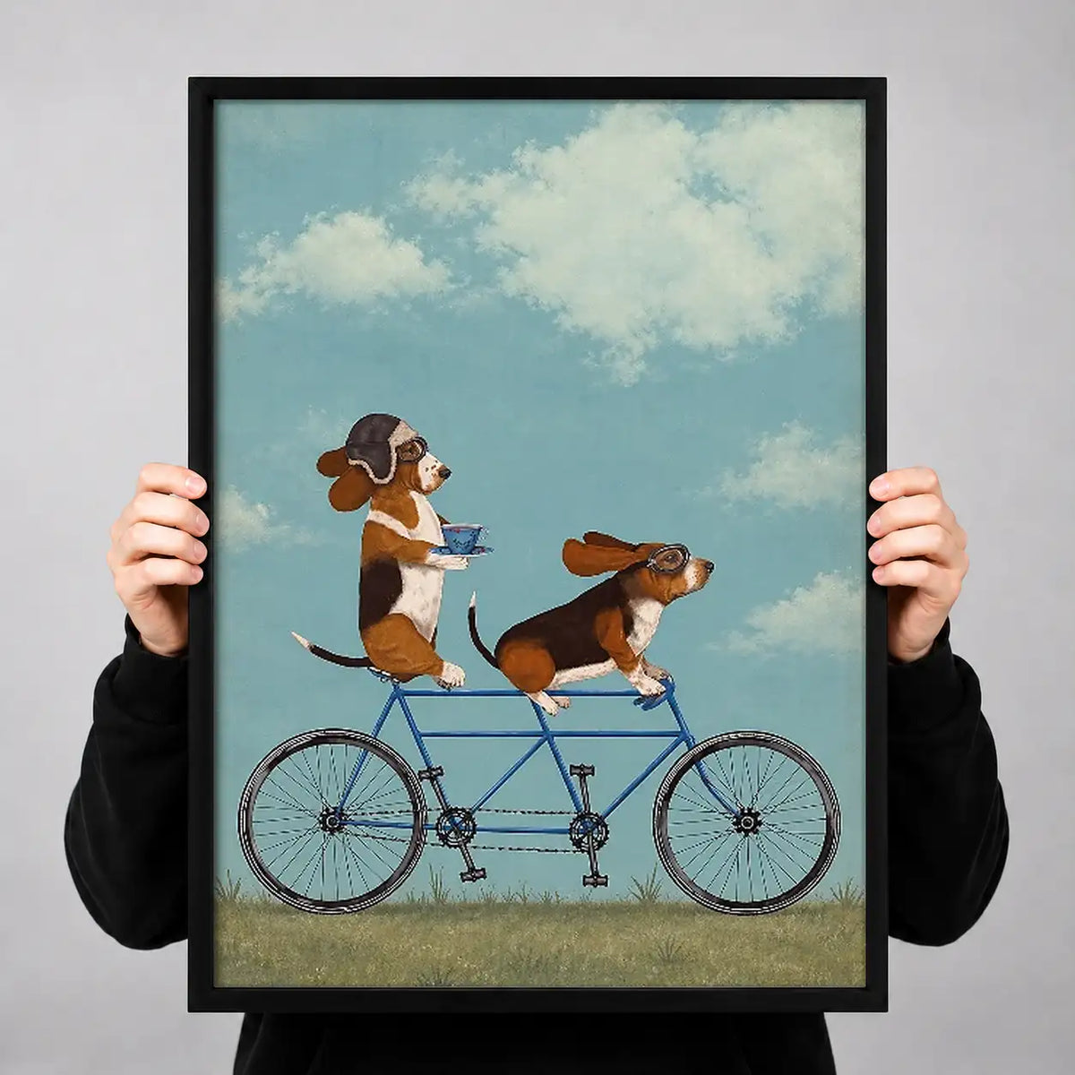 Two Dogs Riding Tandem Bicycle Wall Art 3