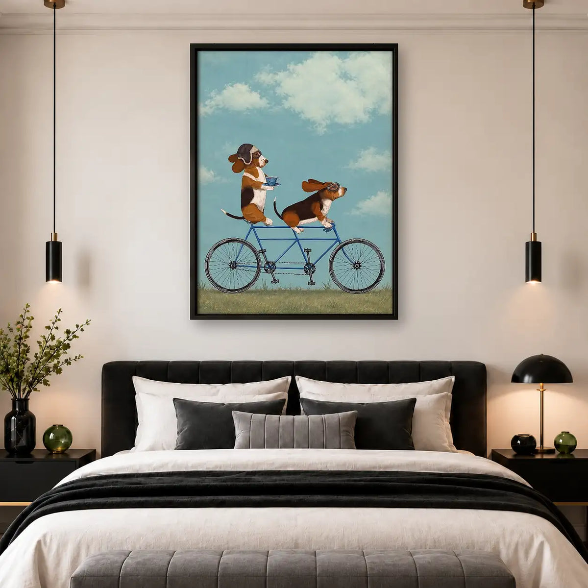 Two Dogs Riding Tandem Bicycle Wall Art 4
