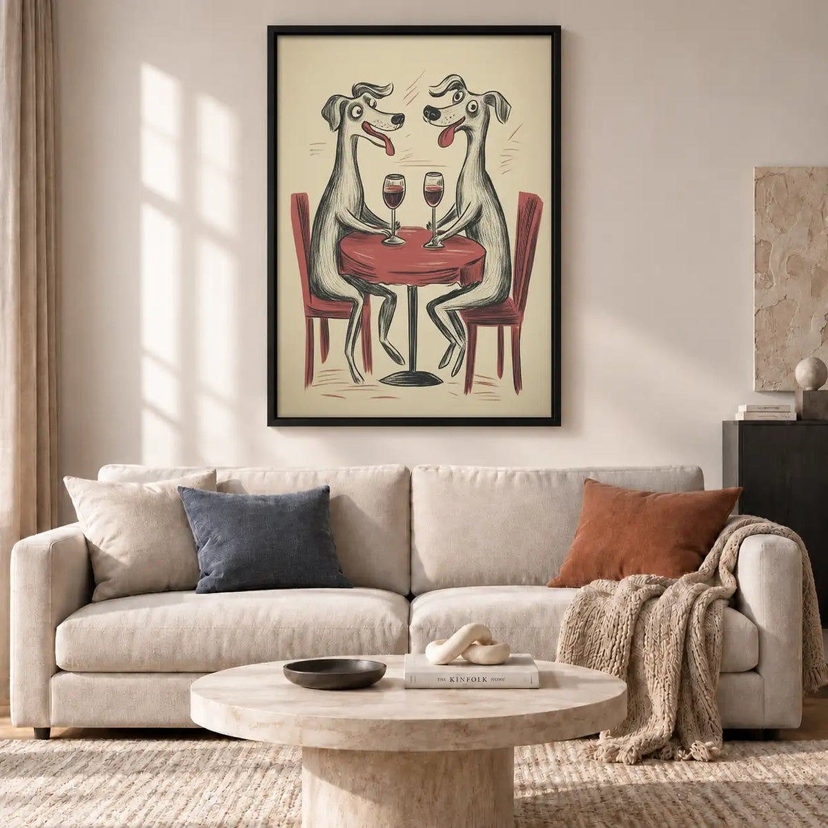 Two Dogs Sharing Wine Wall Art 2