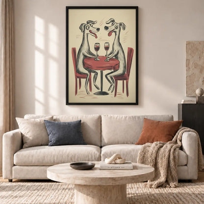 Two Dogs Sharing Wine Wall Art 2
