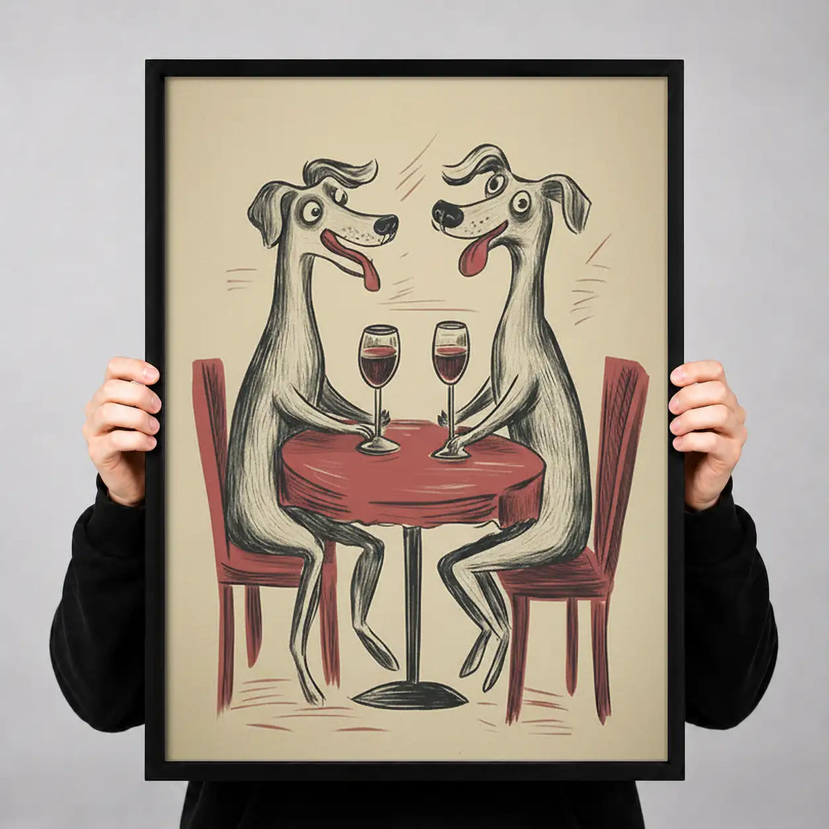Two Dogs Sharing Wine Wall Art 3
