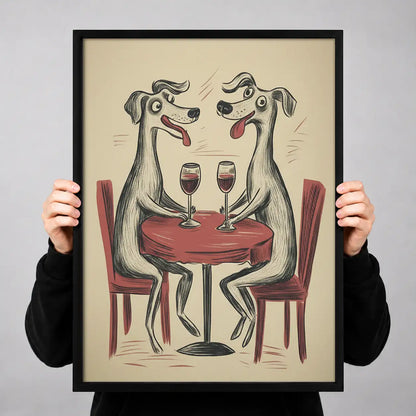 Two Dogs Sharing Wine Wall Art 3