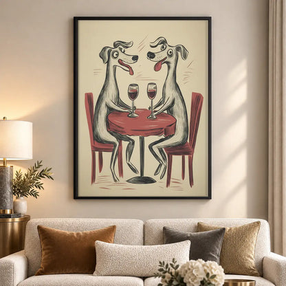 Two Dogs Sharing Wine Wall Art 5