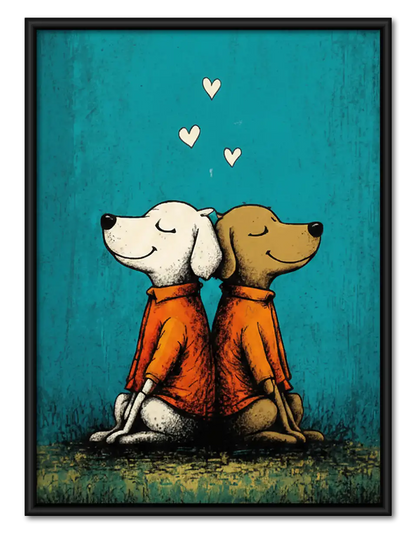 Two Dogs Sitting Back to Back Wall Art 1