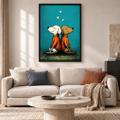 Two Dogs Sitting Back to Back Wall Art 2