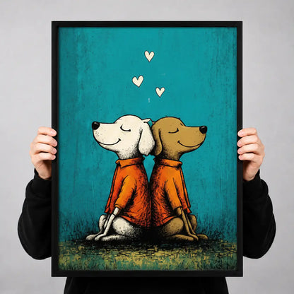 Two Dogs Sitting Back to Back Wall Art 3
