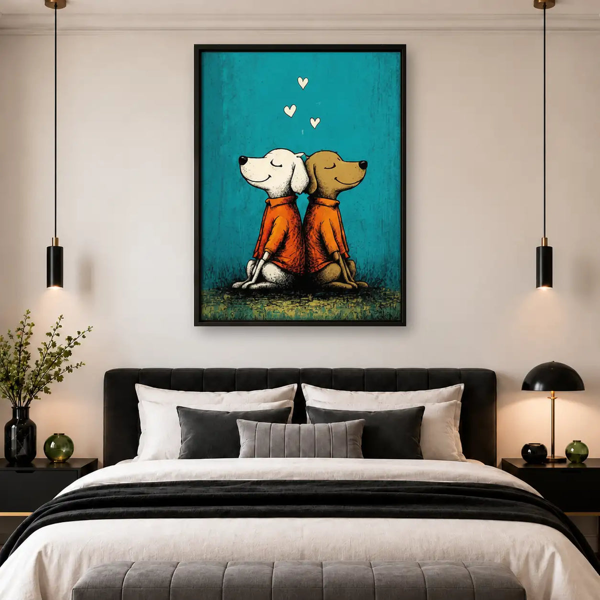 Two Dogs Sitting Back to Back Wall Art 4