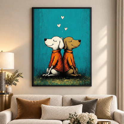 Two Dogs Sitting Back to Back Wall Art 5