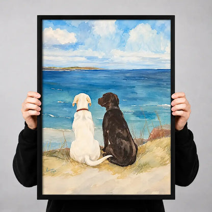 Two Dogs Watching the Blue Ocean Wall Art 3
