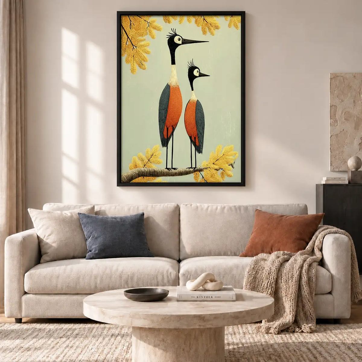 Two Elegant Cranes in Autumn Wall Art 2