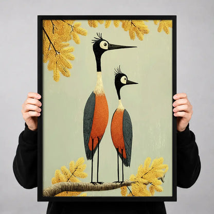Two Elegant Cranes in Autumn Wall Art 3