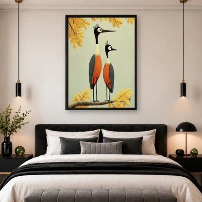 Two Elegant Cranes in Autumn Wall Art 4