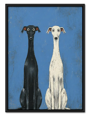 Two Elegant Greyhounds on Blue Wall Art