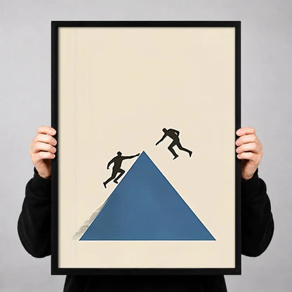 Two Figures Climbing Blue Mountain Wall Art 3