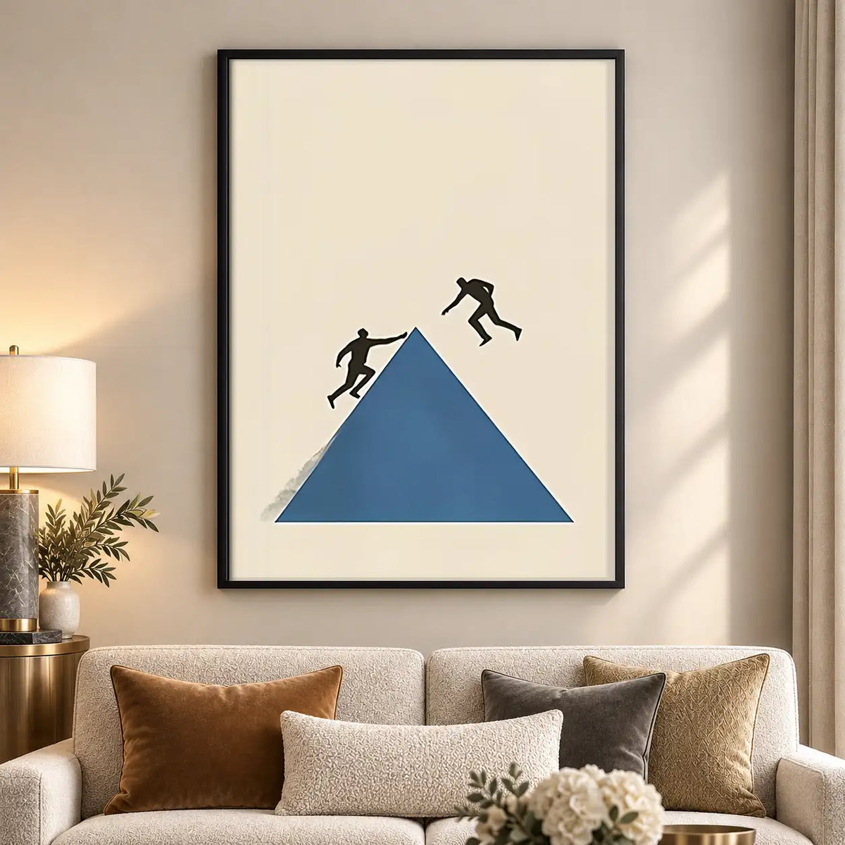 Two Figures Climbing Blue Mountain Wall Art 5