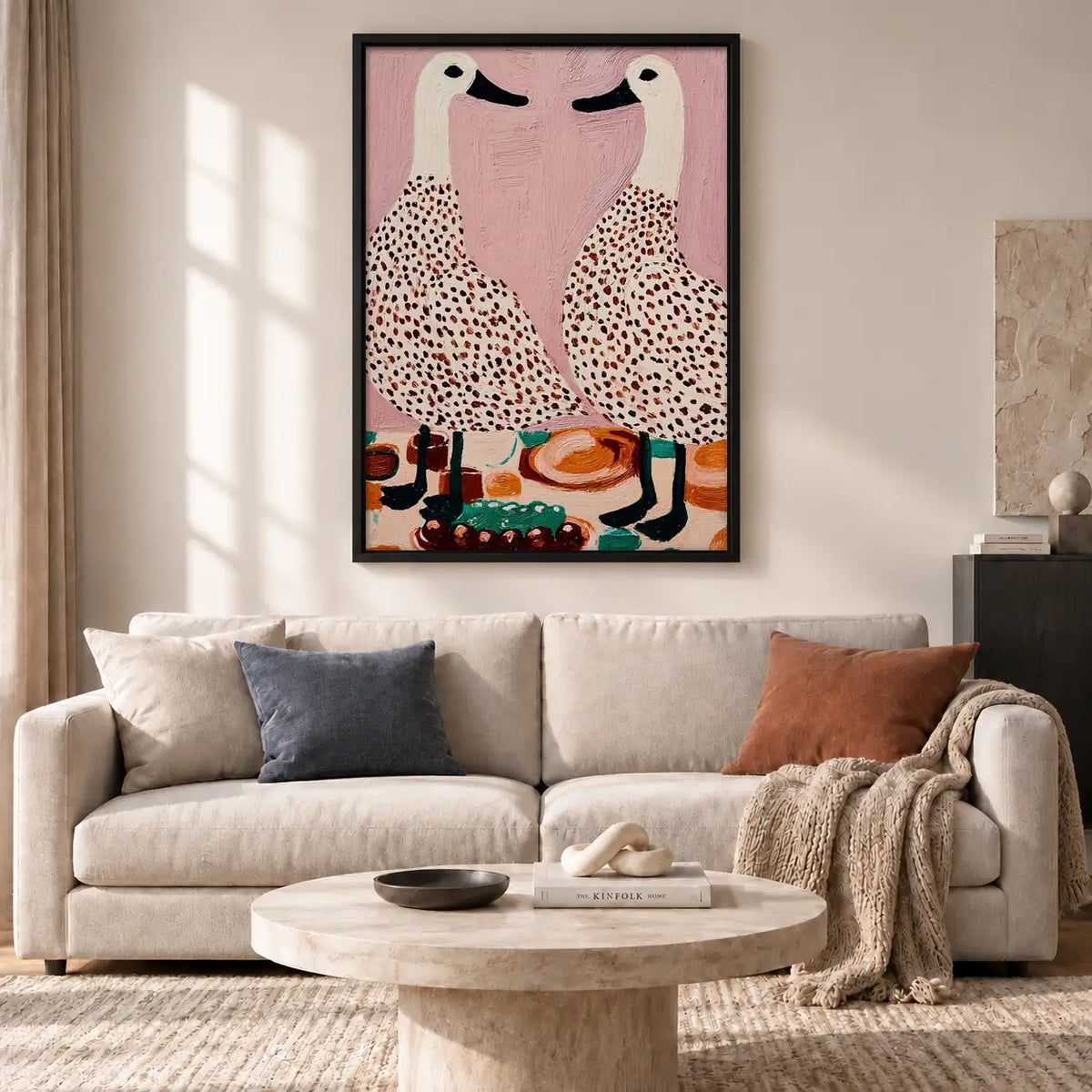 Two Flamingos Drinking Coffee Wall Art 2