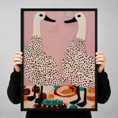 Two Flamingos Drinking Coffee Wall Art 3