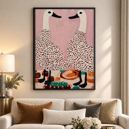Two Flamingos Drinking Coffee Wall Art 5