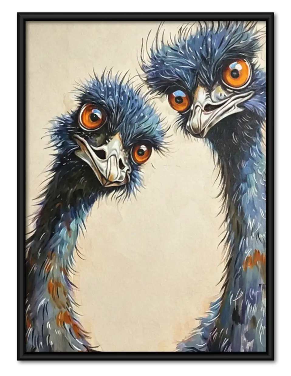 Two Fluffy Blue Birds Portrait Wall Art 1