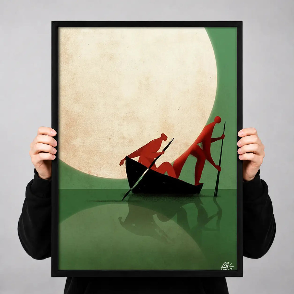 Two Foxes Sailing Beneath Pale Moon Wall Art 3