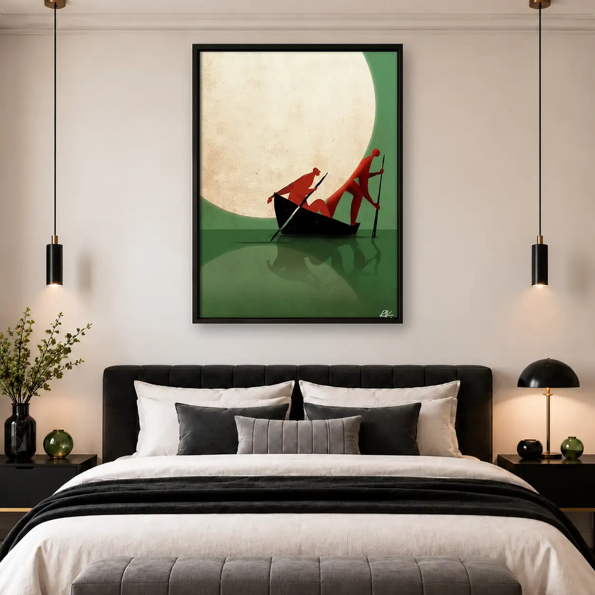 Two Foxes Sailing Beneath Pale Moon Wall Art 4
