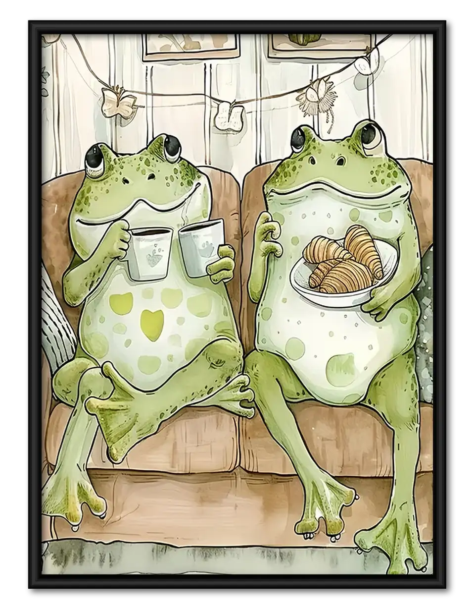 Two Frogs in Bathroom Wall Art 1