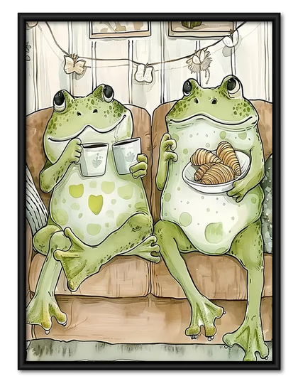 Two Frogs in Bathroom Wall Art
