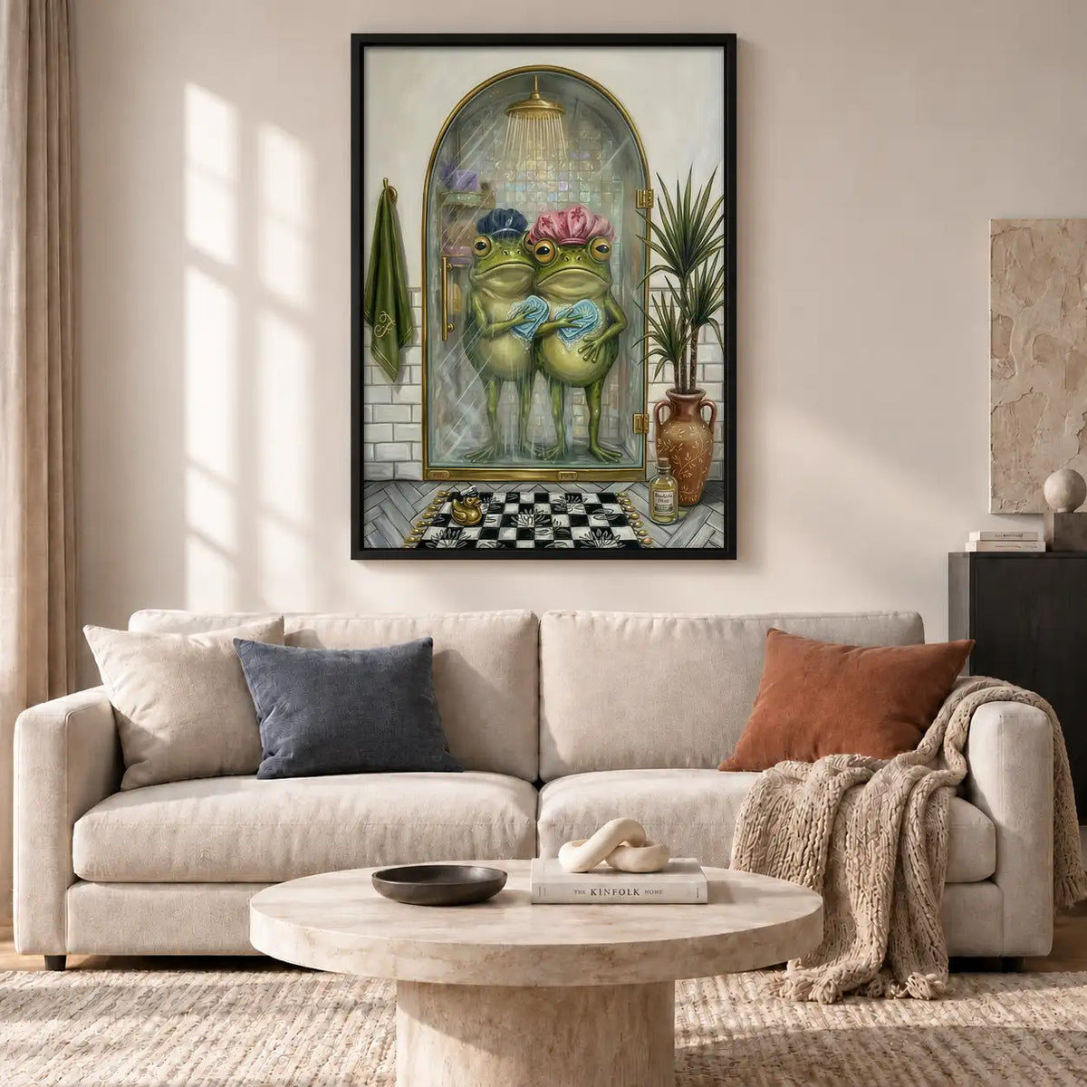 Two Frogs Sharing a Bathroom Mirror Wall Art 2