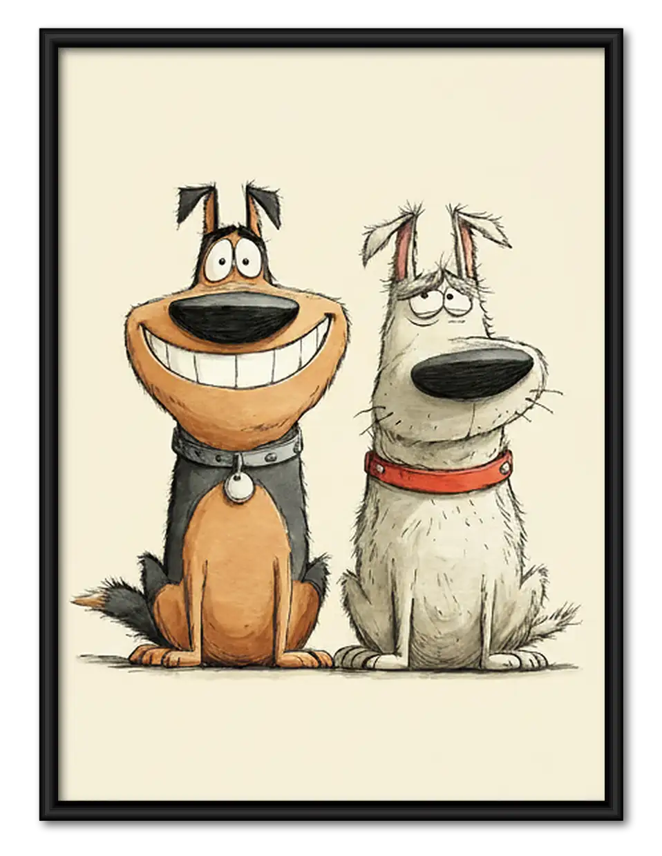 Two Funny Dog Friends Wall Art 1
