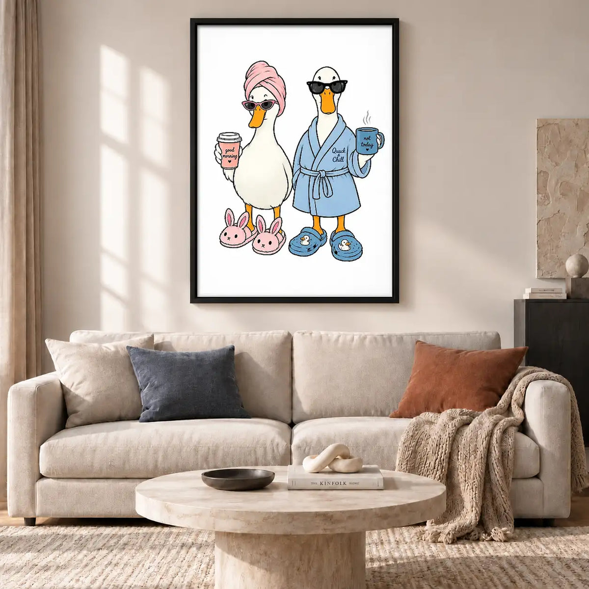 Two Geese in Bathrobes and Slippers Wall Art 2