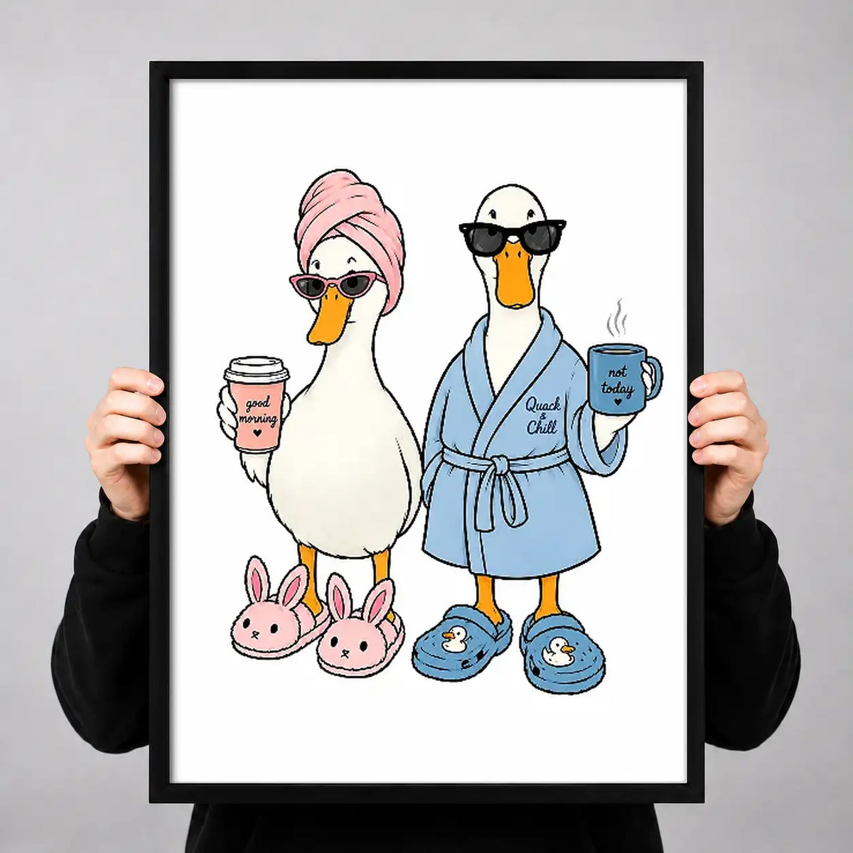 Two Geese in Bathrobes and Slippers Wall Art 3