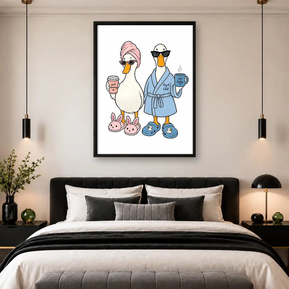 Two Geese in Bathrobes and Slippers Wall Art 4
