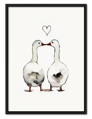 Two Loving Geese Minimal Wall Art