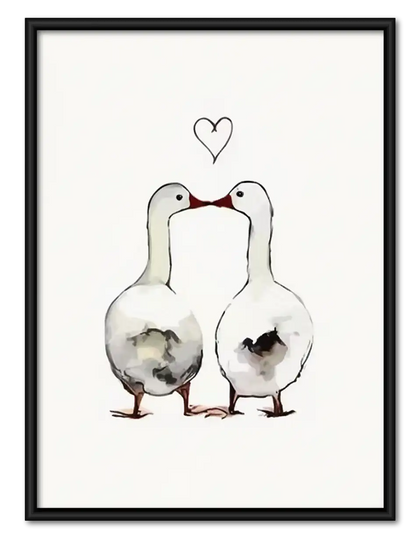 Two Loving Geese Minimal Wall Art