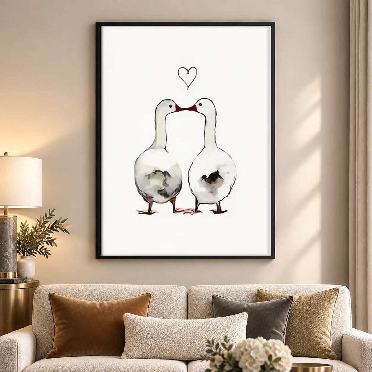 Two Loving Geese Minimal Wall Art 5