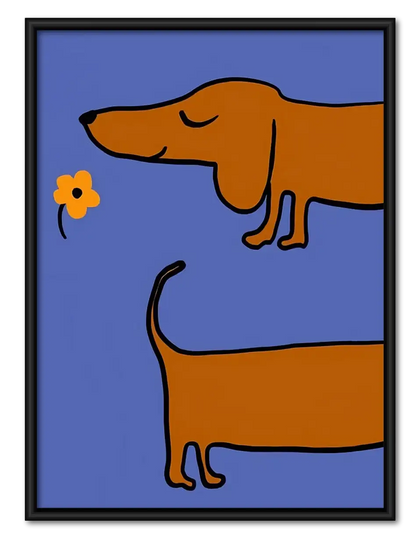 Two Minimal Dachshund Profiles Wall Art