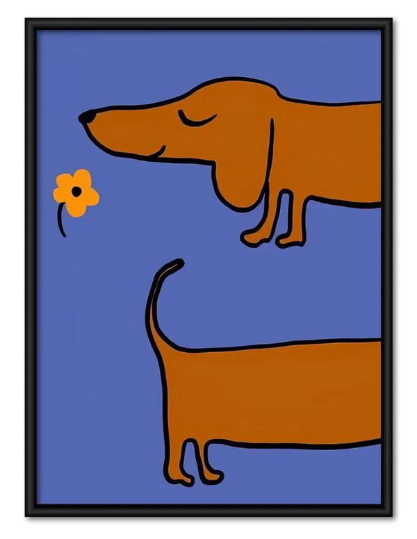 Two Minimal Dachshund Profiles Wall Art