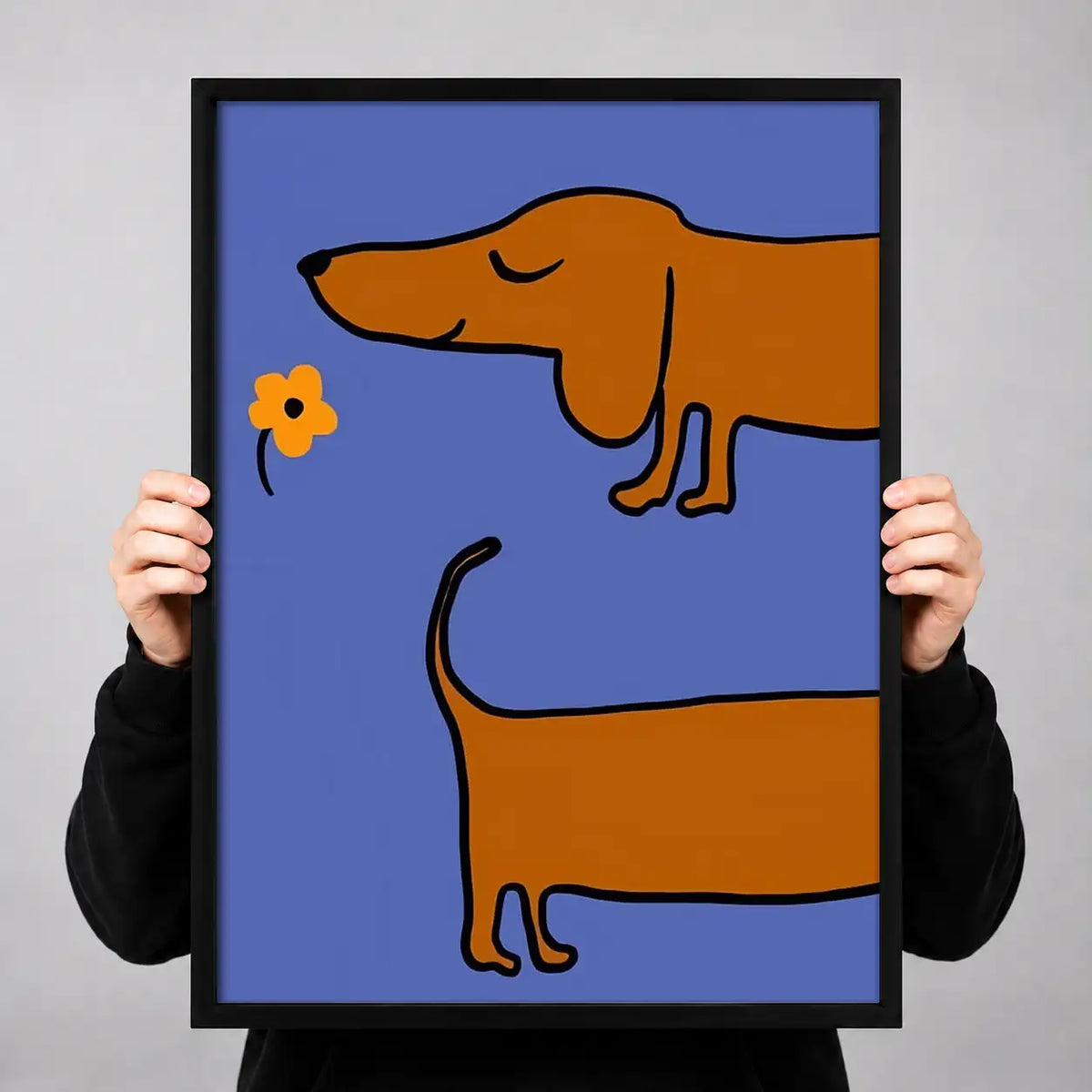 Two Minimal Dachshund Profiles Wall Art 3