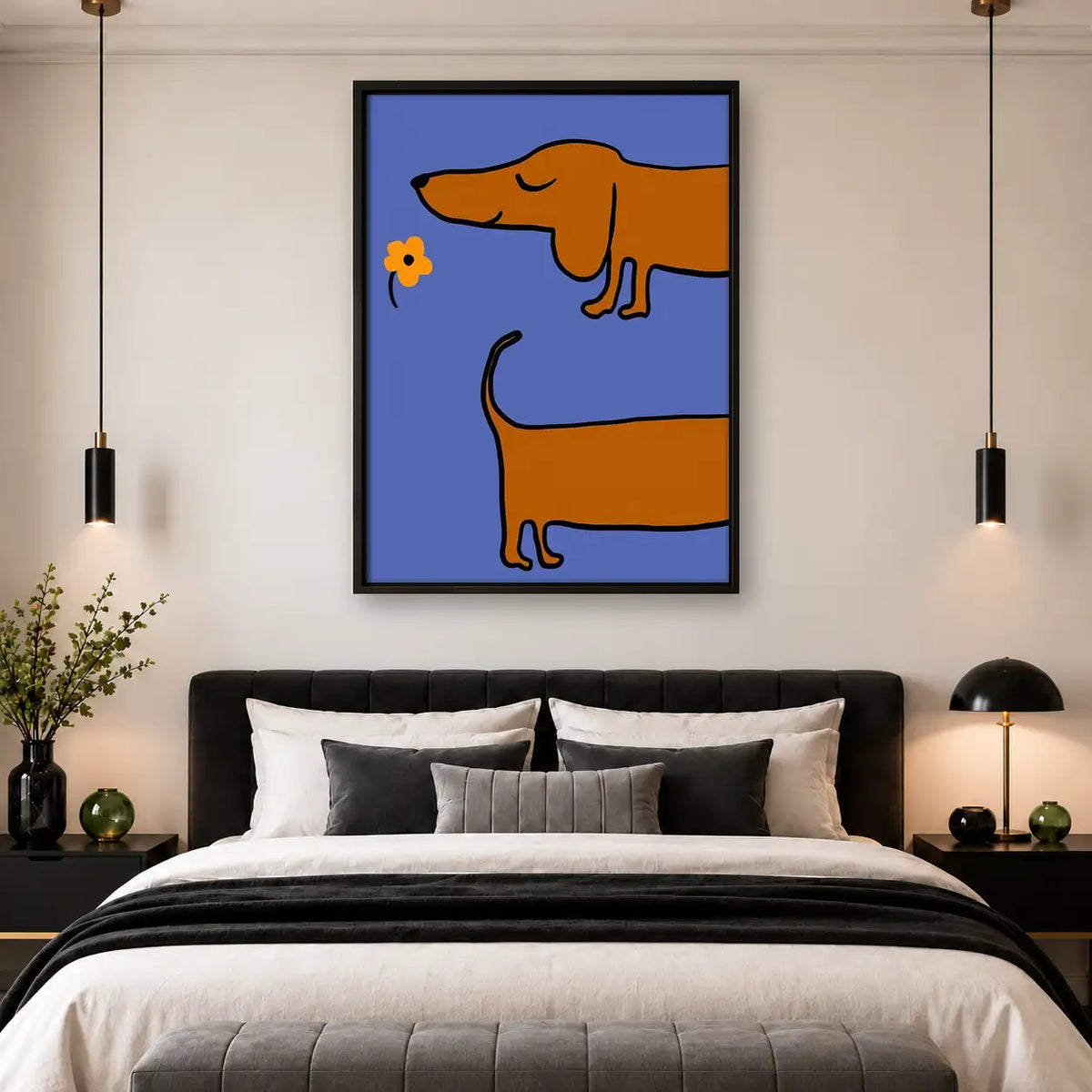 Two Minimal Dachshund Profiles Wall Art 4