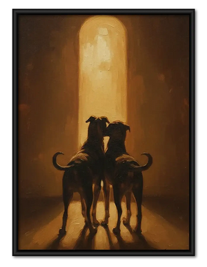 Two Riders on Horseback in Golden Light Wall Art