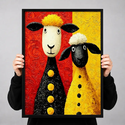 Two Sheep in Red and Yellow Coats Wall Art 3