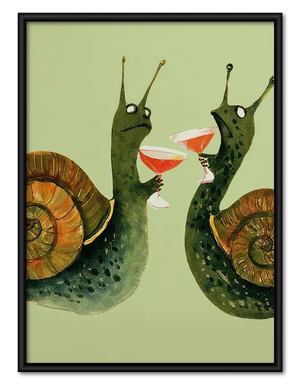 Two Snails Toasting Martinis Wall Art