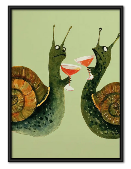 Two Snails Toasting Martinis Wall Art
