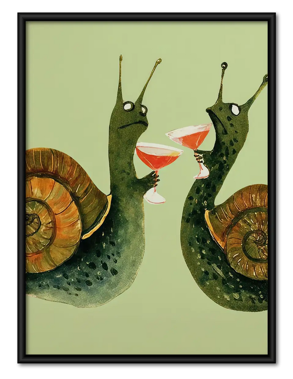 Two Snails Toasting Martinis Wall Art