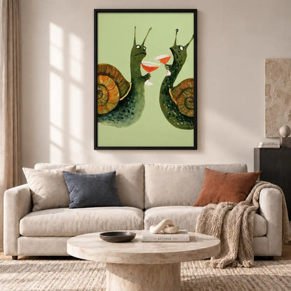 Two Snails Toasting Martinis Wall Art 2
