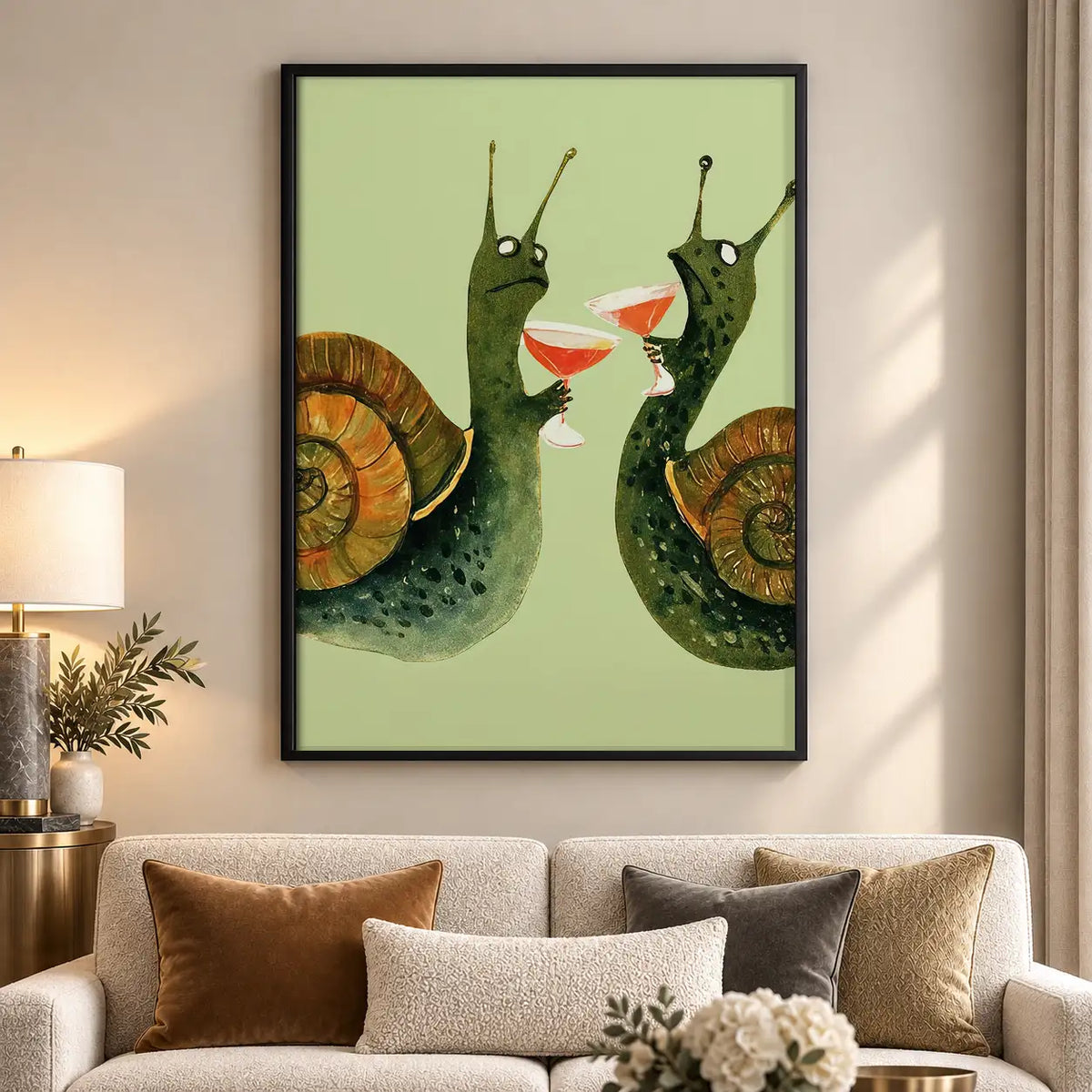 Two Snails Toasting Martinis Wall Art 5